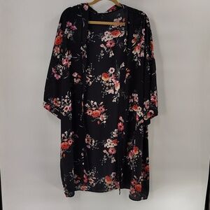 MILEY & MOLLY Black Floral Kimono Size Large